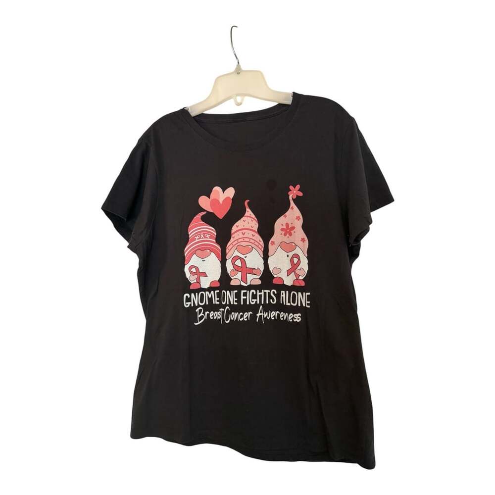 Gnome Breast Cancer Awareness T-Shirt Black Graphic Tee